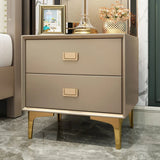 Modern Nightstand 2-Drawer Bedside Table in Gold Finish Champagne