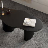 Japandi Funky Wood Coffee Table with Abstract Cloud Shaped Black