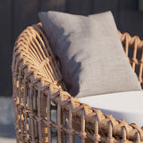 Austen Rattan Outdoor Barrel Chair Nest Shape Sidechair with Cushion in Brown Brown