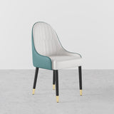 Modern PU Leather (Set of 2) Dining Chairs with Metal Legs White & Green