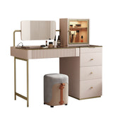 Modern Makeup Vanity Set Mirrored Dressing Table with Jewelry Storage & Cabinet & Stool Champagne