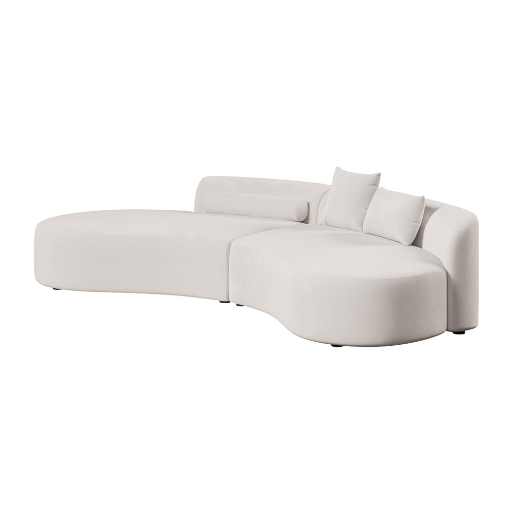 Curved Velvet Modular Sofa Sectional - Comfy Velvet Couch for Living Spaces White