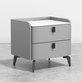 Modern Luxury 2 Drawers Bedroom Nightstand Sintered Stone Bedside Table Gray