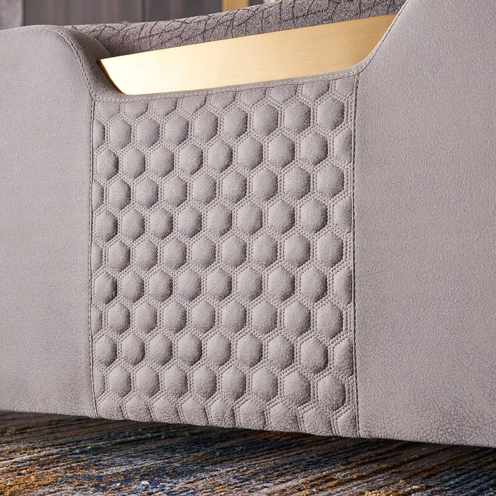 Modern Upholstered Tufted Bed with Wingback Headboard Light Gray