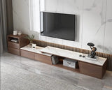 Fero Minimalist Rectangle Extendable TV Stand with 3 Drawers Up to 120" Walnut