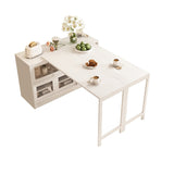 Storage Sideboard Cabinet Extendable Wood Buffet Foldable Dining Table White