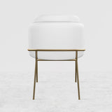 Linenic Modern Dining Chair Modern Cotton&Linen Upholstered Side Chair in Gold White