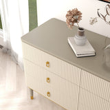 Modern Dresser 6 Drawers Buffet Cabinet with Storage in Beige & Gray Beige