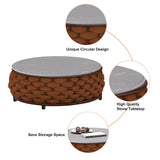 Tatta 4 Pieces Woven Rope Outdoor Swivel Sofa Set 360 Degree Rotatable with Coffee Table Brown