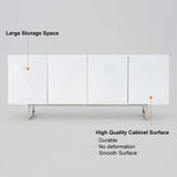 Modern Buffet Sideboard Kitchen Cabinet with 4 Doors Adjustable Shelves White