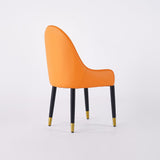 Modern PU Leather (Set of 2) Dining Chairs with Metal Legs White & Orange