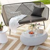 Outdoor PE Rattan Loveseat with Cushion Pillows Included Patio Sofa Metal Legs Multi