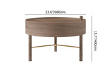 Modern Round Wood Rotating Tray Coffee Table with Storage & Metal Legs Walnut