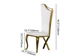 Modern Upholstered Dining Chairs Set of 2 High Back Side Chair Stainless Steel Legs White & Gold