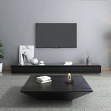 Modern Wood Coffee Table with Storage Square Drum Coffee Table with 1-Drawer Black