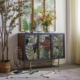 Modern Sideboard Buffet Colored Drawing Surface Tempered Glass Doors 41.3"W x 13.8"D x 31.5"H