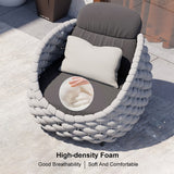 Tatta Modern Outdoor Swivel Chair 360 Degree Rotatable Gray Woven Rope Armchair Sofa Gray