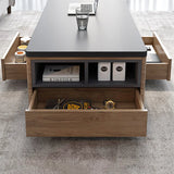 Modern Lift Top Coffee Table Multi Functional Table with Drawers & Shelves & Upholstered Stool Table Only