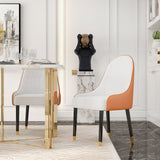 Modern PU Leather (Set of 2) Dining Chairs with Metal Legs White & Orange