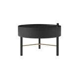 Modern Round Wood Rotating Tray Coffee Table with Storage & Metal Legs Black