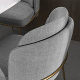 Linenic Modern Dining Chair Modern Cotton&Linen Upholstered Side Chair in Gold Gray