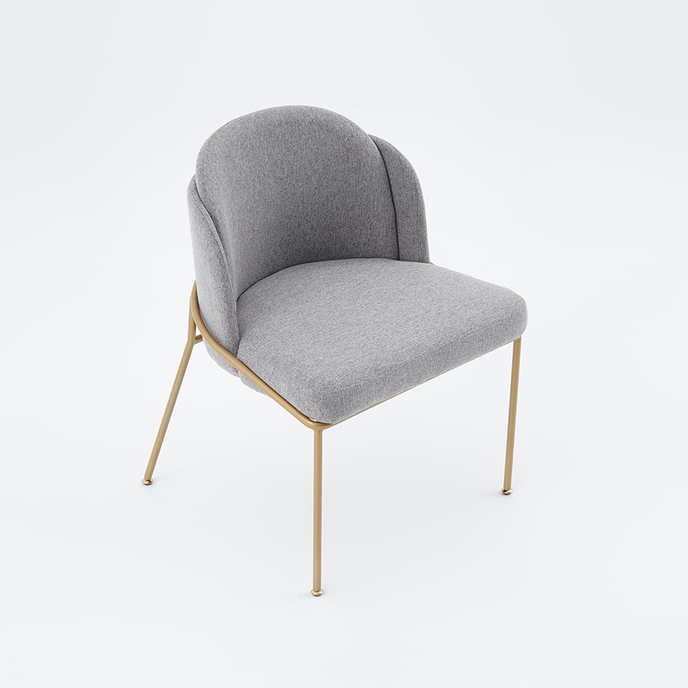 Linenic Modern Dining Chair Modern Cotton&Linen Upholstered Side Chair in Gold Gray