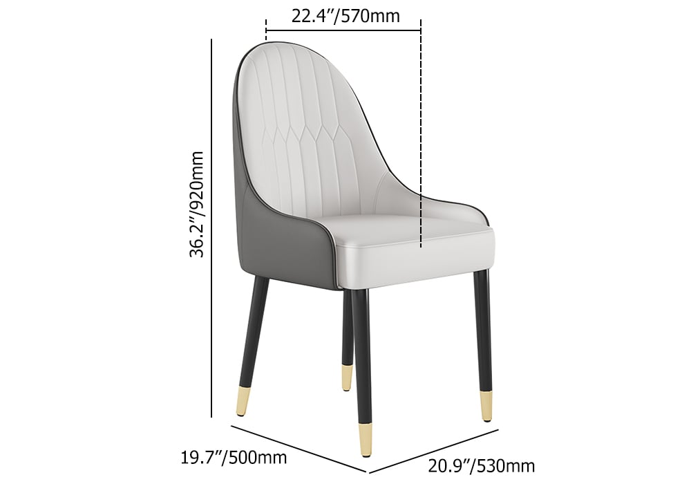 Modern PU Leather (Set of 2) Dining Chairs with Metal Legs White & Gray