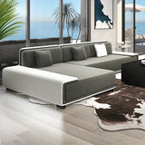 Doart Cotton & Linen Convertible Sleeper Modern Corner Modular Sectional Sofa L-Shaped 4-Seater Sectional Sofa