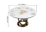 Modern Gold Round Marble Dining Table with Stainless Steel Pedestal Gold & White