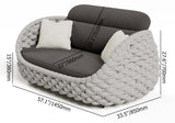 Tatta 2-Seater Woven Rope Outdoor Sofa Patio Loveseat Removable Cushion Gray & Black Gray