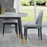 Modern Upholstered Gray PU Dining Table Chair (Set of 2) Gray