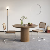 Japandi Round Small Dining Table for 2 Person Natural Wood Tabletop Walnut