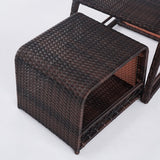 Outdoor PE Rattan Recliner Chair with Ottoman & Storage 2-Piece Set in Coffee Coffee