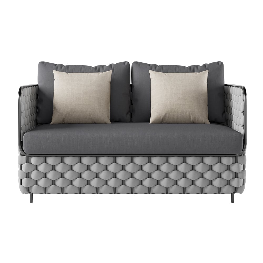 Martic 53.1" Wide Aluminum & Rope Outdoor Loveseat Patio Sofa with Cushions Gray