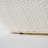 White Woven Rattan Round 75.2" Outdoor Sofa with Cushion & Pillow and Curved Back White