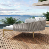 Modern Style Rattan Outdoor Daybed with Cushion Pillow in White White & Gray