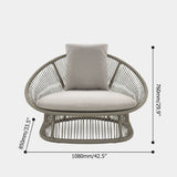Patio Rattan Barrel Chair with White Cushion Pillow White