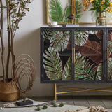 Modern Sideboard Buffet Colored Drawing Surface Tempered Glass Doors 41.3"W x 13.8"D x 31.5"H