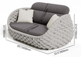 Tatta 4 Pieces Woven Rope Outdoor Swivel Sofa Set 360 Degree Rotatable with Coffee Table Gray
