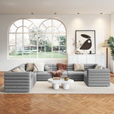 Modern L-Shaped Boucle Modular Sectional Sofa & 4-Seater Sofa Gray