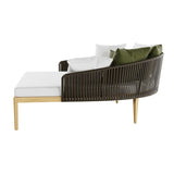 Modern Style Rattan Outdoor Daybed with Cushion Pillow in White White & Coffee