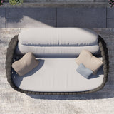 Tatta 2-Seater Woven Rope Outdoor Sofa Patio Loveseat Removable Cushion Gray & Black Gray & Black