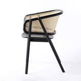 Black Japandi Rattan Dining Chair Curved Back Dining Chair Black