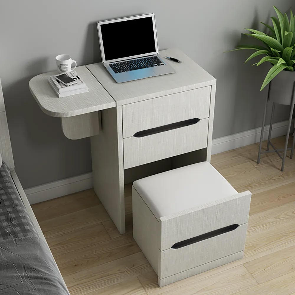 Versatile Mini Vanity Desk and Bedside Table Combo White