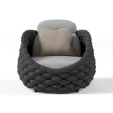 Tatta Modern Outdoor Swivel Chair 360 Degree Rotatable Gray Woven Rope Armchair Sofa Gray & Black