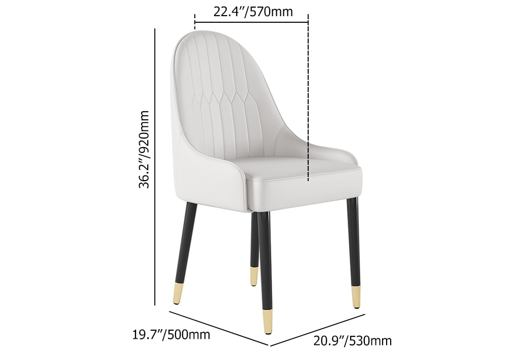 Modern PU Leather (Set of 2) Dining Chairs with Metal Legs White