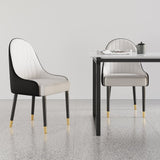 Modern PU Leather (Set of 2) Dining Chairs with Metal Legs White & Black