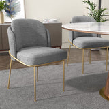 Linenic Modern Dining Chair Modern Cotton&Linen Upholstered Side Chair in Gold Gray