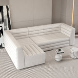 Modern L-Shaped Boucle Modular Sectional Sofa & 4-Seater Sofa White