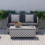 Martic 53.1" Wide Aluminum & Rope Outdoor Loveseat Patio Sofa with Cushions Gray